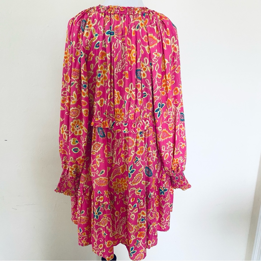 HOUSE OF HARLOW 1960 Dress Pink Floral Mini Balloon Sleeves Small Boho Chic - Picture 8 of 14